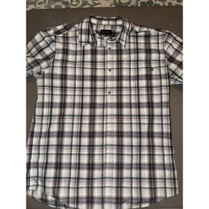 Marmot grey/purple striped short sleeve‎ button down shirt size Large
